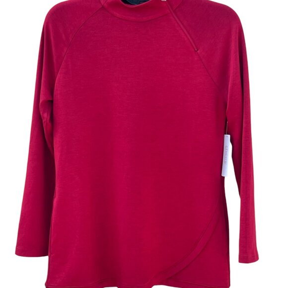 Womens Weekends by Chicos Double Knit Zip Mock Size 0 Razzle Red - Picture 5 of 11